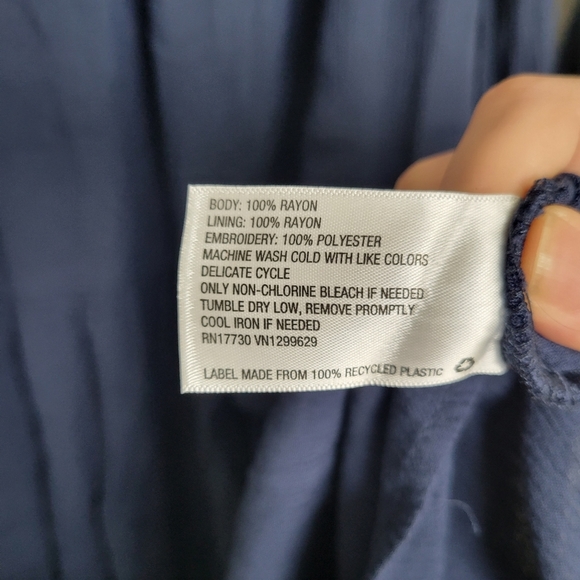 Knox Rose Boho Floral Embroidered V‎ Neck Long Sleeve Navy Midi Dress S - Picture 7 of 9